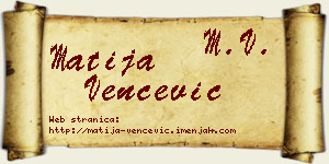 Matija Venčević vizit kartica